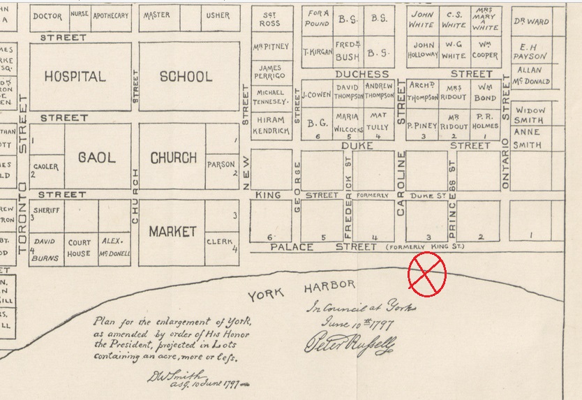 1797 Plan for York showing 177 Front St E, courtesy of Time Space Condos VIP 