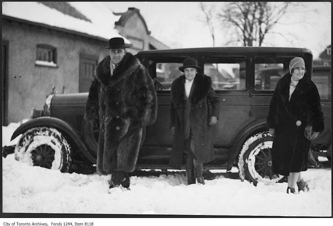 C.W. Wilson, his daughter, and Mrs. Wilson, Eglinton Hunt Club. - [ca. 1929] - The car is a Jewett. 