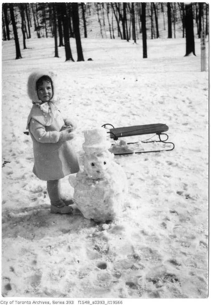 Girl with snow man squirrel - 1925