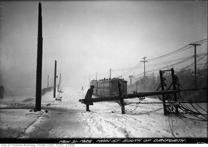 Main Street south of Danforth Avenue, storm damage - 1926