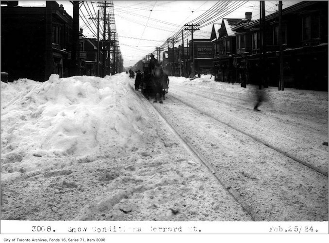 Snow conditions, Gerrard St - 1924