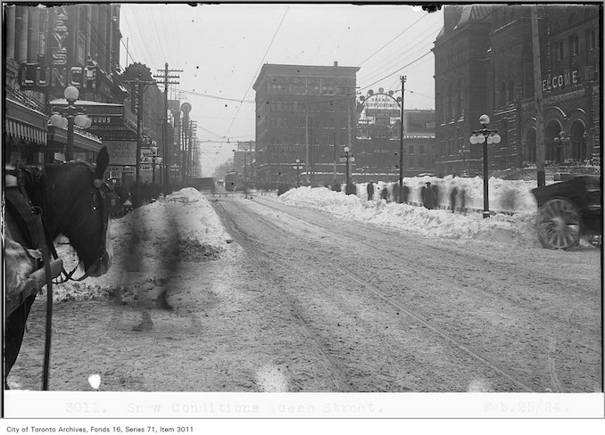 Snow conditions, Queen St - Date: February 25, 1924