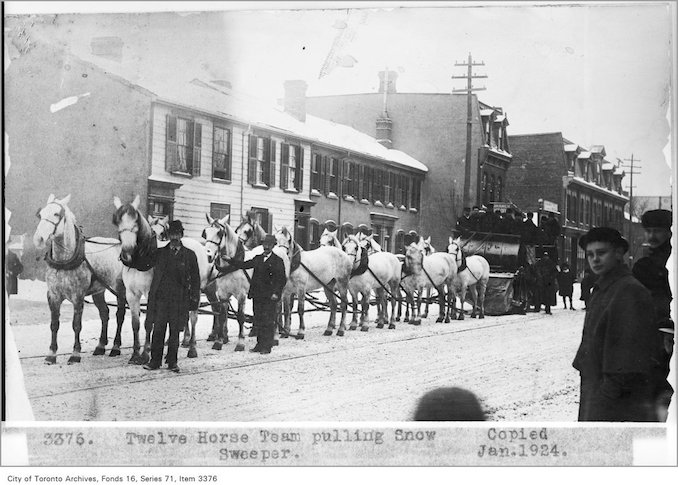 Toronto Winter Photographs Twelve horse team, pulling snow sweeper - Date: November 21, 1891