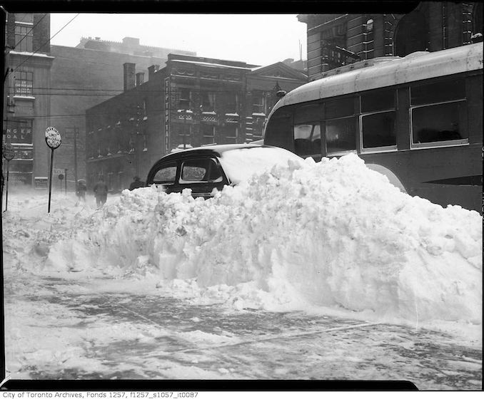 Unidentified parking lot after a snow storm dec 11 1944