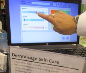 Dermvisage skin care analysis tool indicates low moisture level