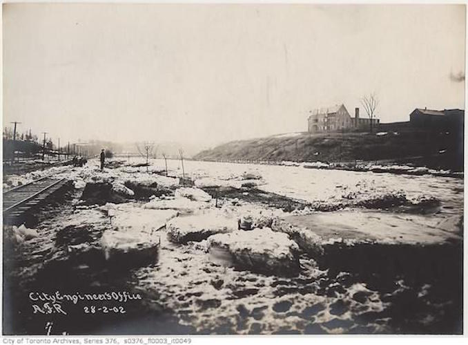 Toronto Winter Photographs – Don river north of Gerrard Street bridge – [189?]