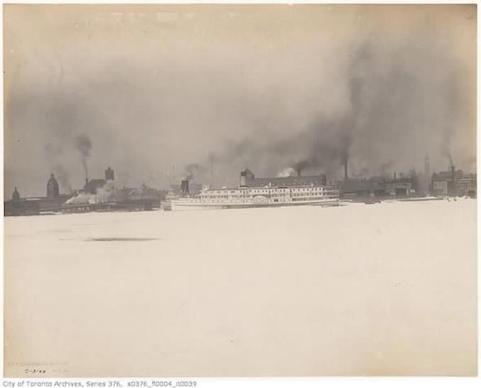 Toronto Winter Photographs Toronto skyline showing air pollution – March 2, 1904