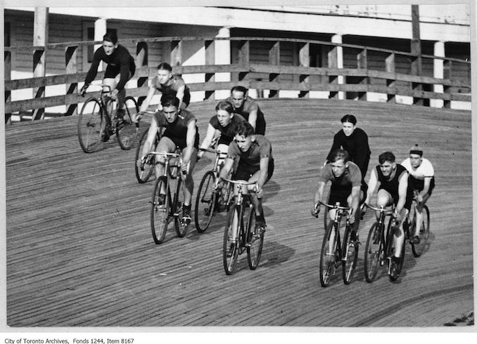 Bicycle race at Velodrome, Scarborough Beach Park. - [ca. 1926] - Vintage Bicycle Photographs