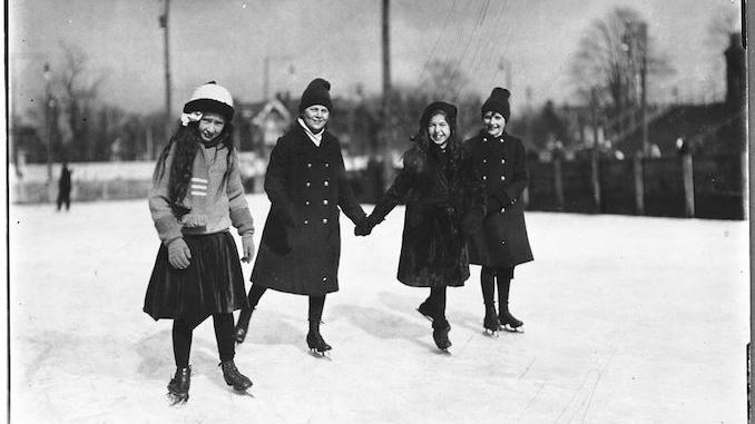 Old Skating Photographs -, Four children skating. - [between 1910 and 1912]