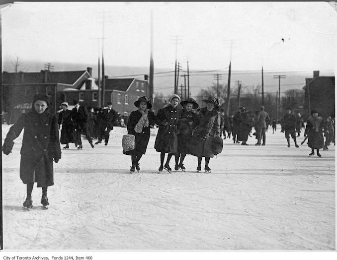Group skating on vacant lot. - [1912?]