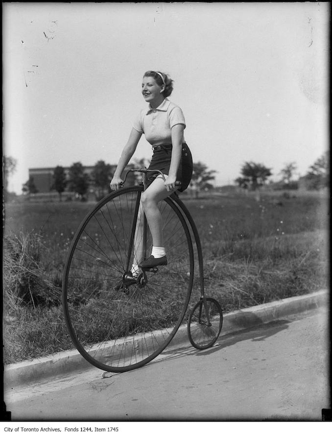 High wheel bike. - 1930 - Vintage Bicycle Photographs