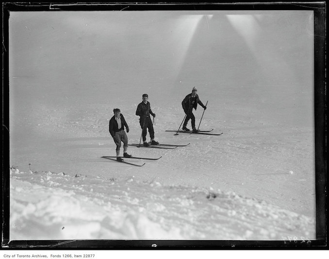 Rosedale Golf [Course], three skiers January 7, 1931 - vintage skiing photographs