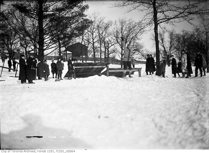 Ski jump, High Park - February 14, 1914 - vintage skiing photographs