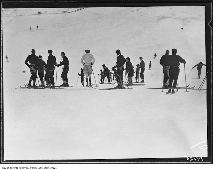 Toronto Ski Club, group watching contest - January 26, 1930 - vintage skiing photographs