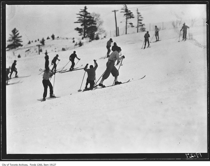 Toronto Ski Club, skiers going uphill - January 26, 1930 - vintage skiing photographs