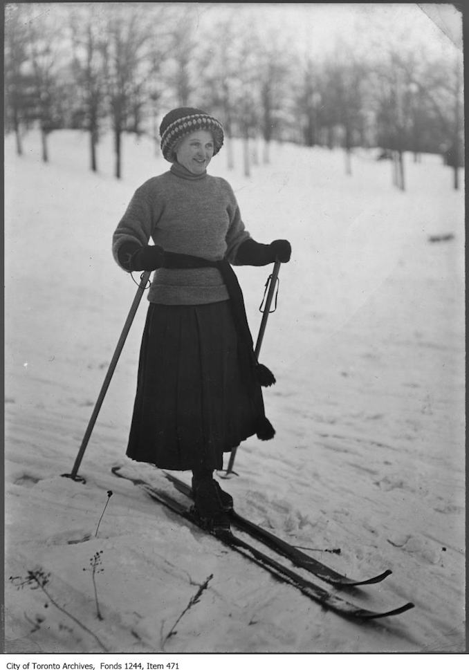 Woman skiing in Riverdale Park. - [ca. 1913] - vintage skiing photographs