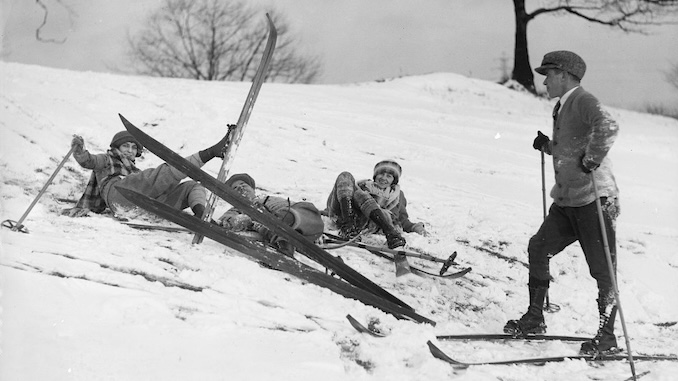 Featured image for Humber Golf, skiing, spill, close. - January 10, 1926