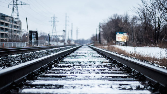 Toronto Train Tracks During Snowfall