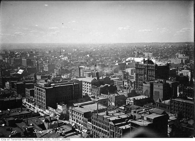 Aerial view northwest from Royal Bank Building 1915