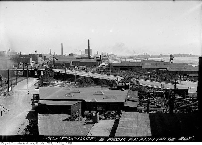 Aerial view of Toronto east from A. R. Williams building 1927