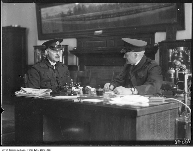 Brig-Gen. D. C. [Draper], new Police Chief, with Dep-Chief Beatty. - May 1, 1928