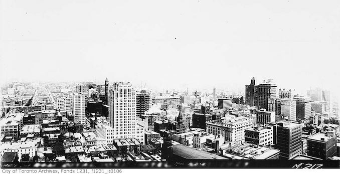 Toronto aerial view north from Royal York Hotel 1929