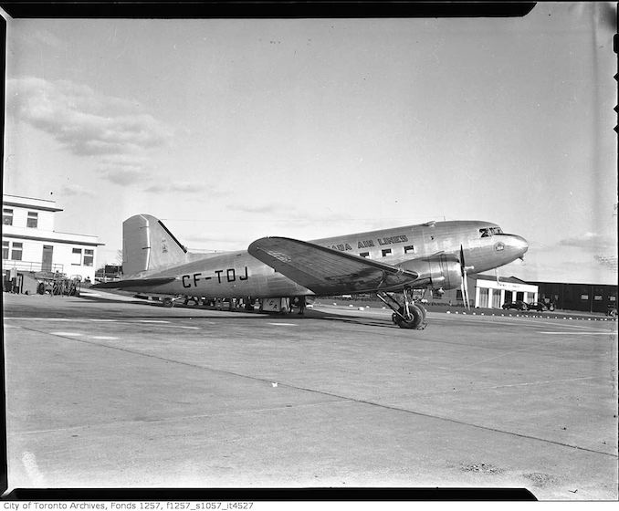 Trans-Canada Airlines airplane on runway