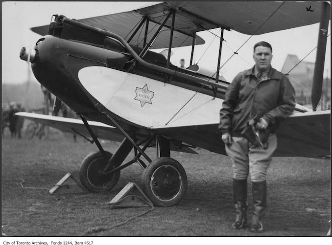 W. Gallagher of the Toronto Flying Club with a Gypsy Moth airplane. - 1929 - Vintage Airplane Photographs