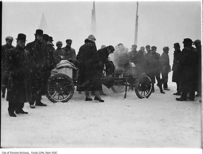 Winner of iceboat and car race, Toronto Bay 1912