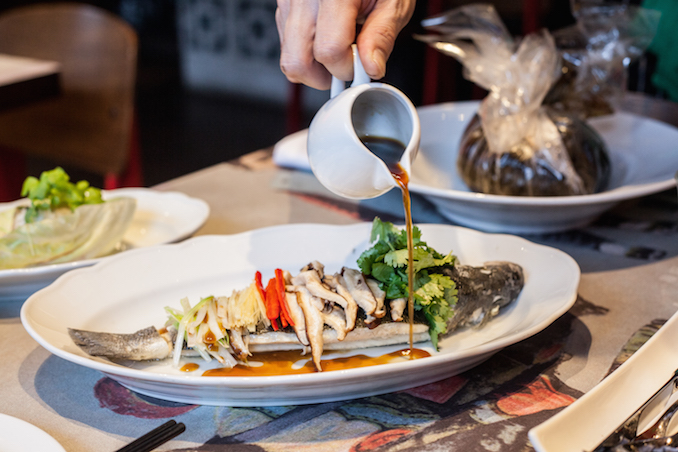 Hong Kong Style Steamed Whole Sea Bass at Luckee Restaurant