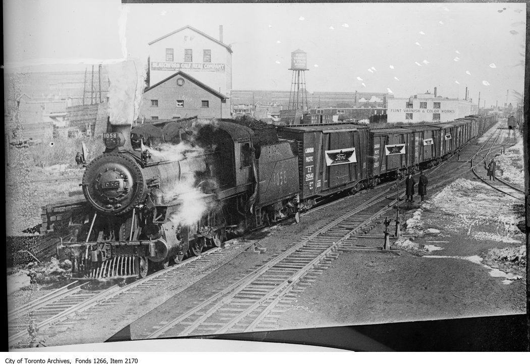 C. P. R., train of Ford cars, composite copy. - March 13, 1924 - vintage train photographs