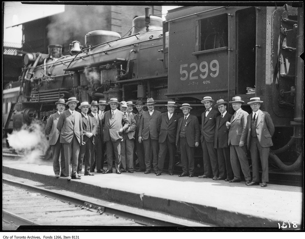 C.N.R. new Montreal train, group of officials. - June 28, 1926 - vintage train photographs