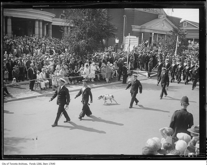 CNE, Warriors' Parade, Naval Men and bulldog. - August 24, 1929