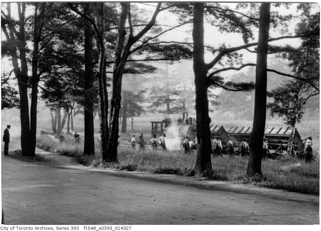 Catfish Pond - filling with train - 1917 - vintage train photographs