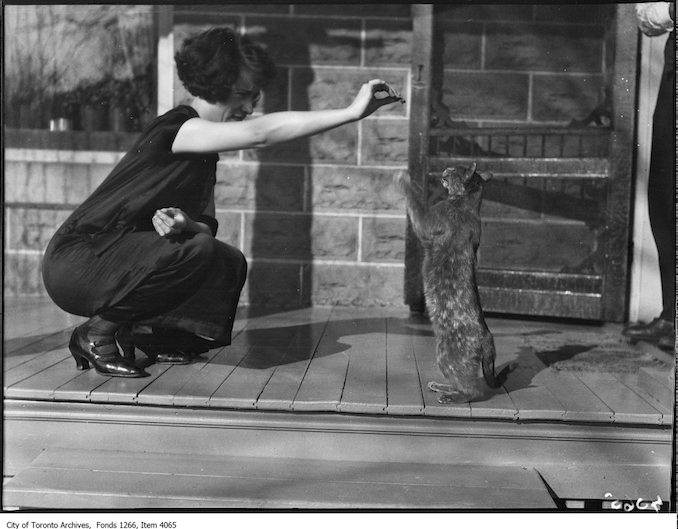 Lakefield, Miss Laing and cat. - November 10, 1924