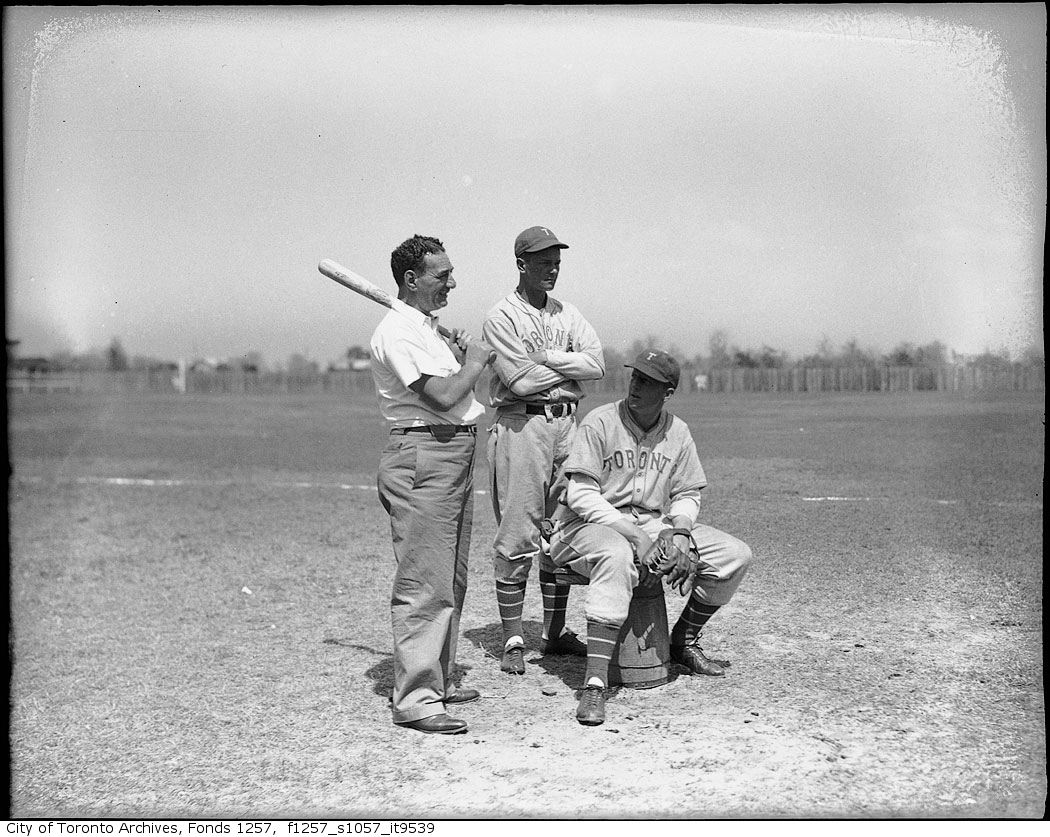 Nat Turofsky and players at Toronto Maple Leaf Baseball Club's spring training camp, Florida 1935-1956