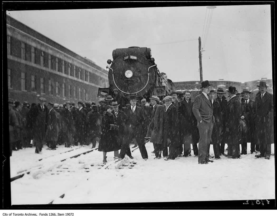 Viaduct opening, Canadian Pacific Railways train at west end of station - January 21, 1930