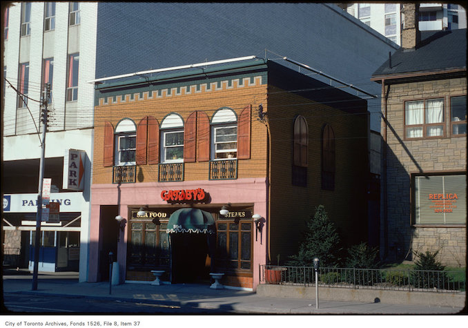 View of Gatsby's restaurant, on Church Street north of Carlton Street - may 3, 1975