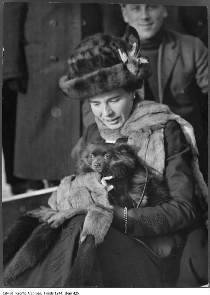 Woman with small dog. - 1908 - Vintage Animal Photographs