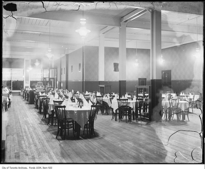 1913 - Orr Brothers restaurant, adjoining billiard academy, with over-hanging Humphrey gas arc lamps Vintage Restaurant Photographs