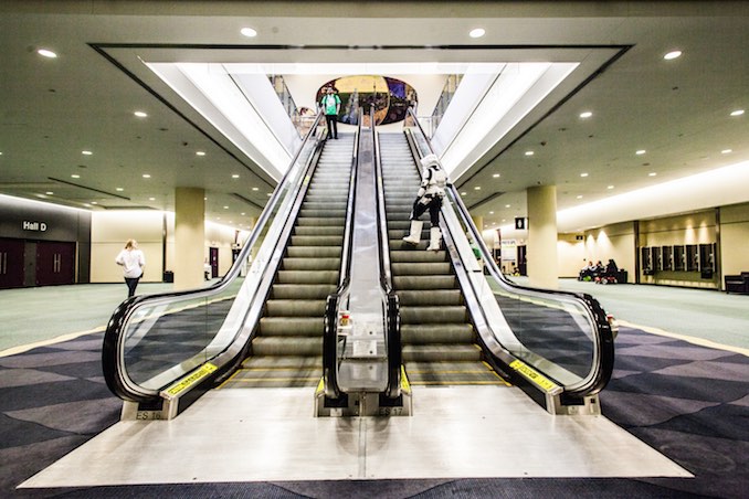 Scout Trooper on escalator