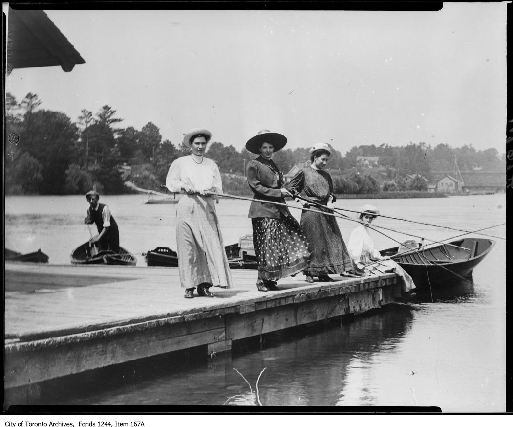 1908 - Three women fishing - Vintage Fishing Photographs