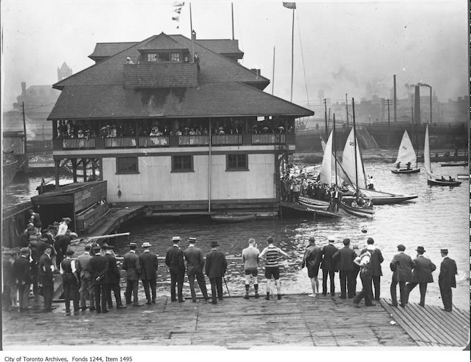 1910 - View of the Queen City Yacht Club clubhouse, taken from the Argonaut Rowing Club, looking north