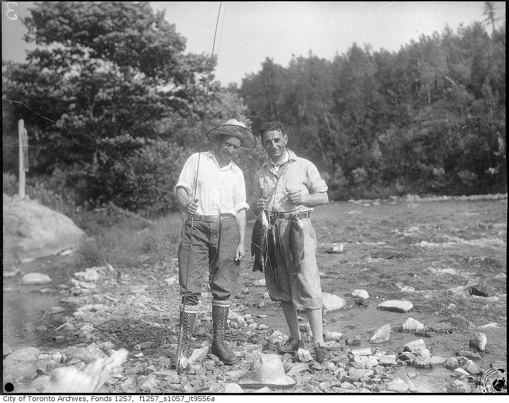 1935-56 - Nat Turofsky and another man posing with fish - Vintage Fishing Photographs