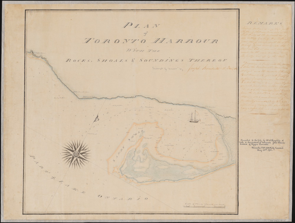 1792 - Plan of Toronto Harbour, Joseph Bouchette