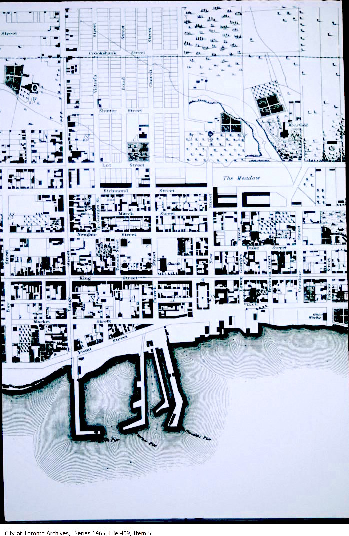 1842 - Detail of topographical map of the city and liberties of Toronto