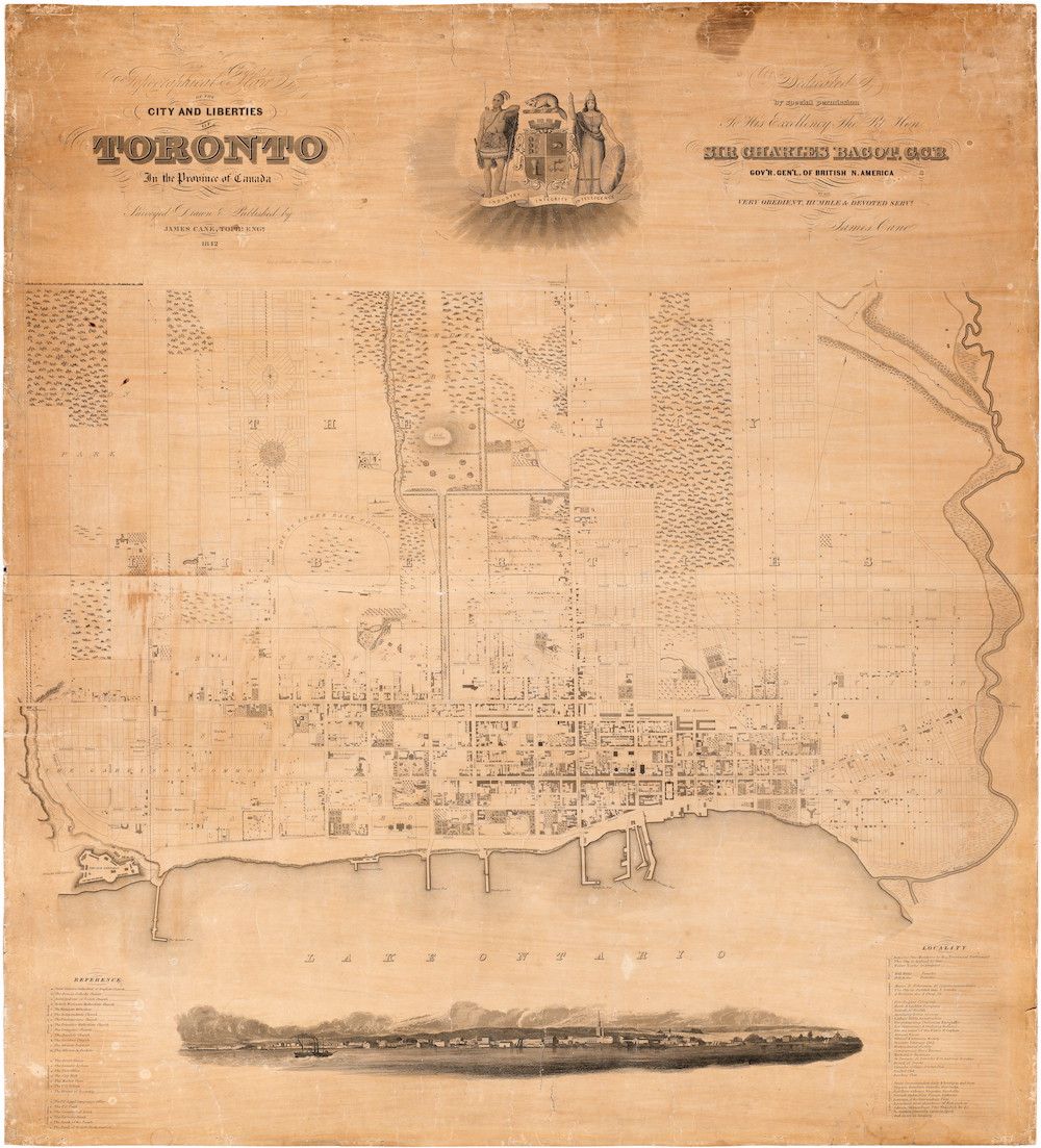 1842 - Topographical map of the city and liberties of Toronto, James Cane