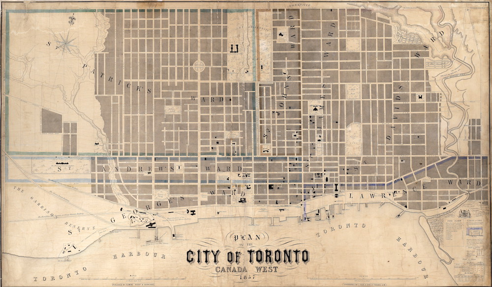 1857 - Plan of the City of Toronto, Canada West, Fleming Ridout & Schreiber