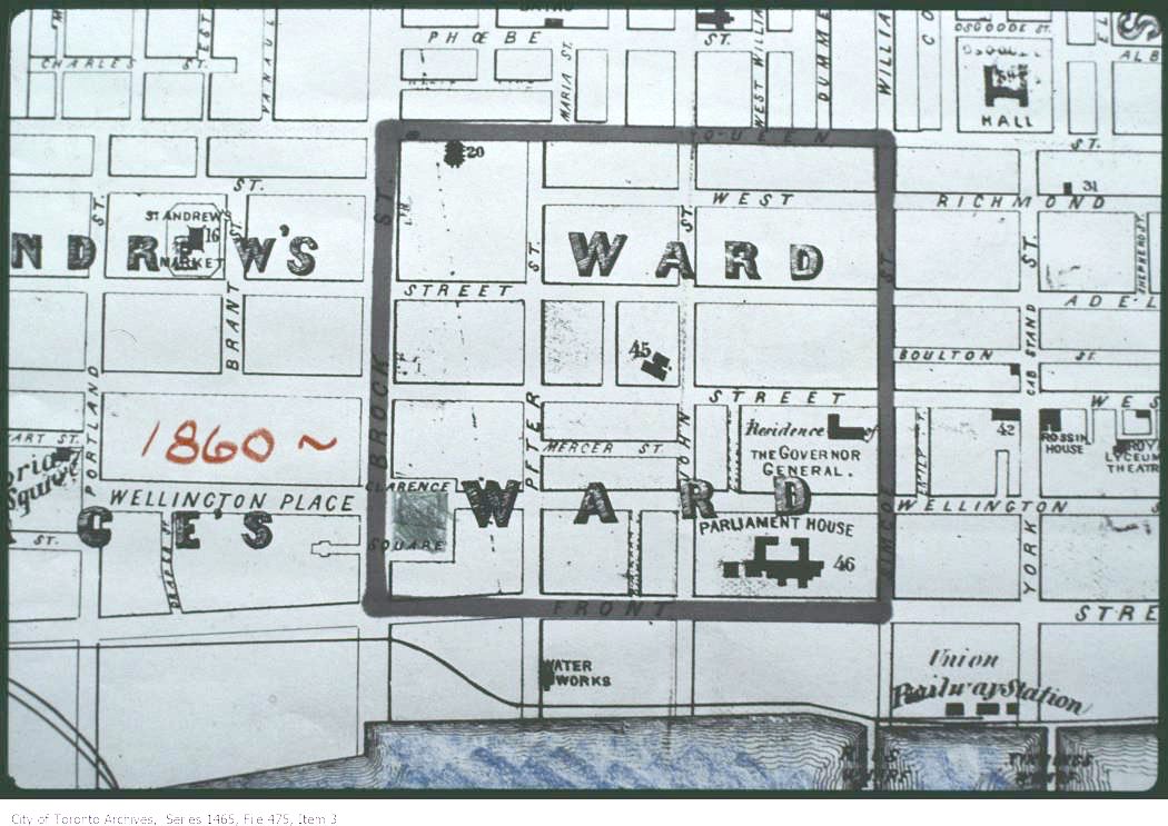 1860 - Map of downtown Toronto east of Peter 2