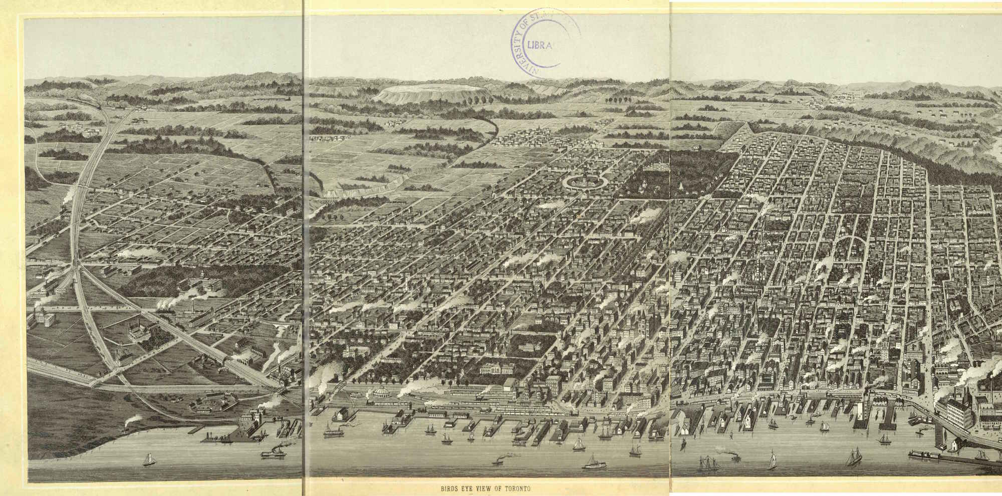 1879 - Birds Eye View of Toronto from New Album of Toronto Views